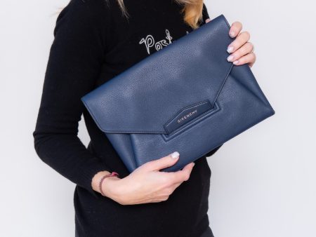 Givenchy Blue Leather Envelope Flap Bag Supply