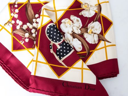 Dior Silk Burgundy Scarf Discount