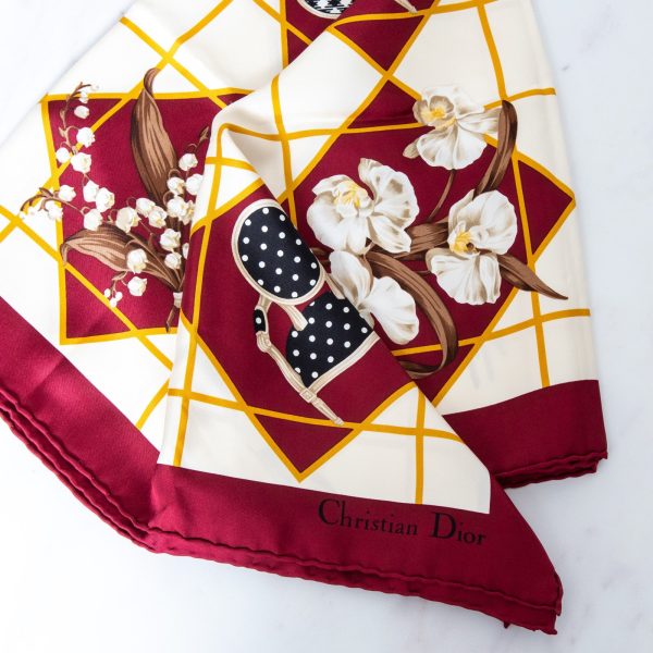 Dior Silk Burgundy Scarf Discount