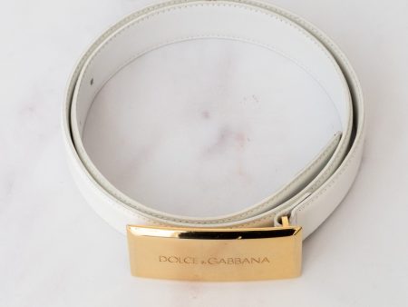 Dolce & Gabbana White Leather Belt Hot on Sale