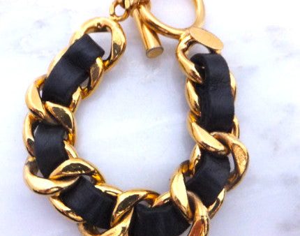 Authentic Chanel Black Thick Chain Bracelet For Cheap