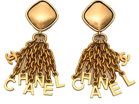 Chanel Vintage Rare Logo CHANEL Letter Drop Earrings Hot on Sale