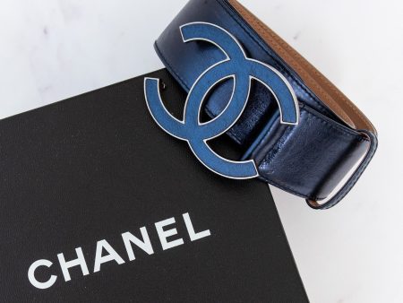 Chanel Rare Blue  Leather Belt Online Sale