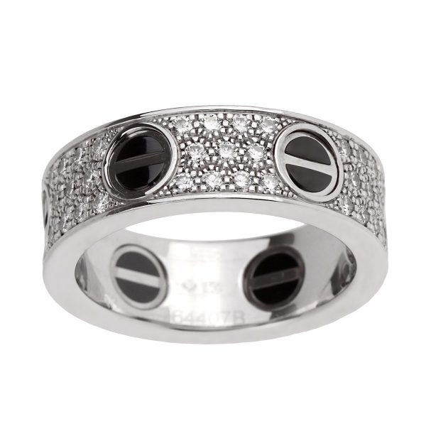 Cartier Love Ceramic Diamond 18k White Gold RIng Hot on Sale