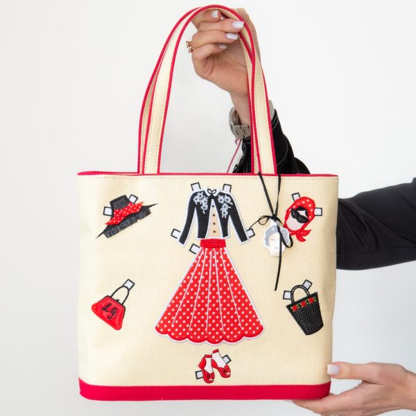 Lulu Guinness Paper Doll Raffia Tote Bag Online Sale