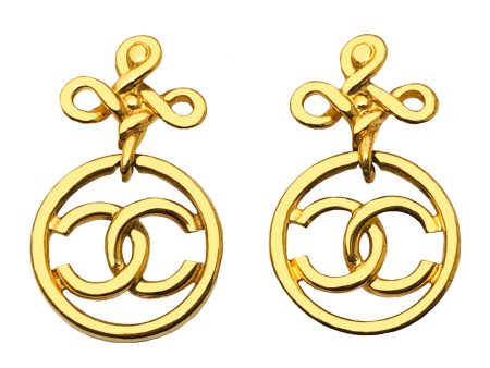 Chanel Vintage Rare Logo Drop Earrings on Sale