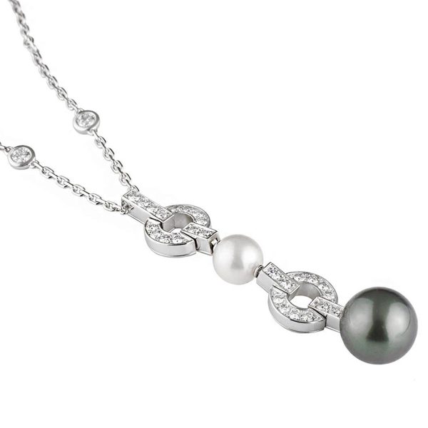 Cartier Himalia Pearl Diamond Drop White Gold Necklace Discount