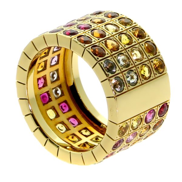 Cartier Lanieres Multicolor Sapphire Diamond Gold Ring Online