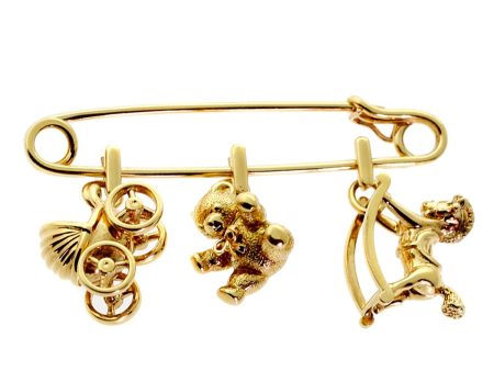 Cartier Gold Safety Pin Gold Brooch Online Sale