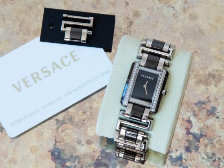 Versace Stainless Steel And Black Ceramic Diamond Watch Sale