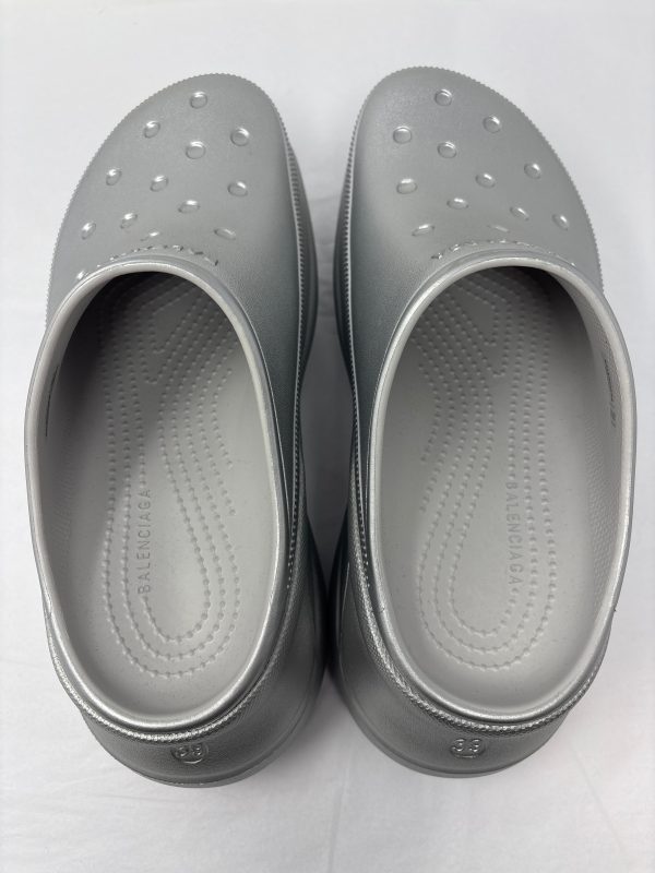 BALENCIAGA silver crocs shoes size 8 Hot on Sale