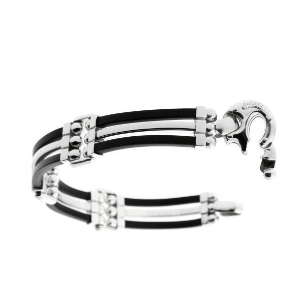 Mens Baraka White Gold and Rubber Bracelet For Discount