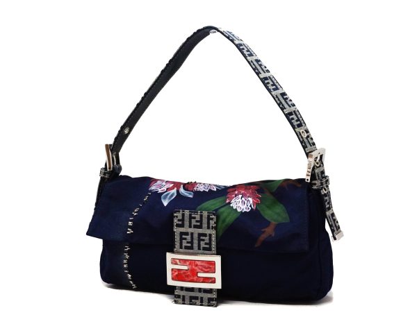 Fendi Vintage Runway Hand-Painted Silk Baguette Bag Discount