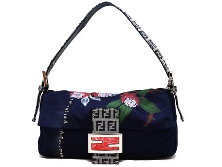 Fendi Vintage Runway Hand-Painted Silk Baguette Bag Discount