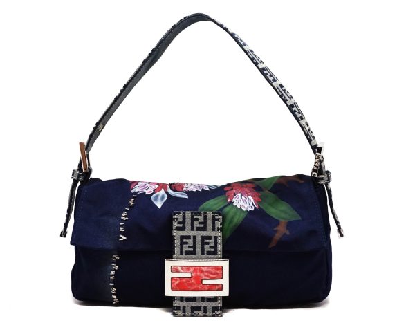 Fendi Vintage Runway Hand-Painted Silk Baguette Bag Discount