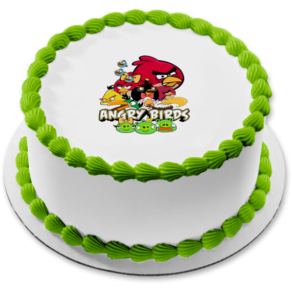 Angry Birds Logo Red the Blues Chuck Bomb Matilda Hal King Pig and Foreman Pig Edible Cake Topper Image ABPID06526 Discount