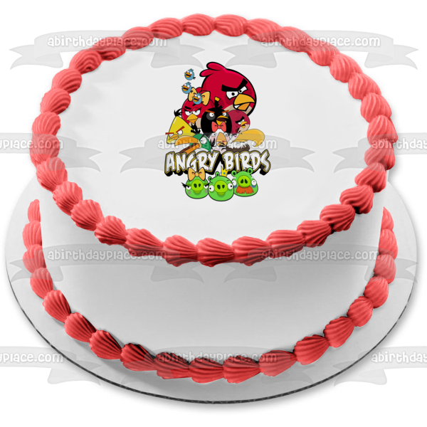 Angry Birds Logo Red the Blues Chuck Bomb Matilda Hal King Pig and Foreman Pig Edible Cake Topper Image ABPID06526 Discount