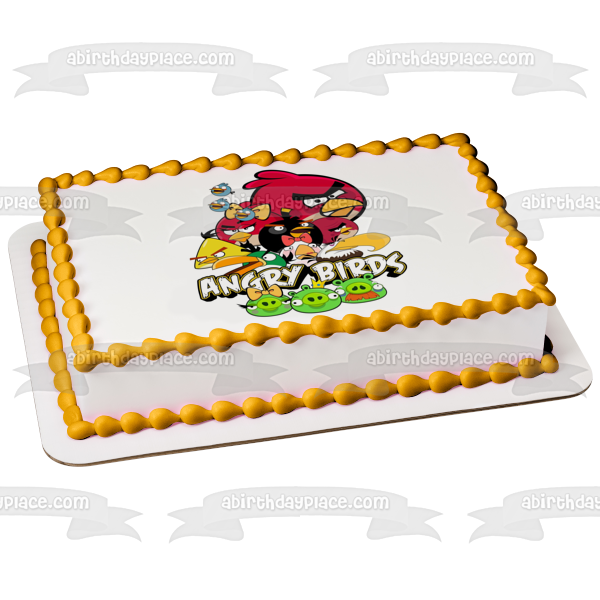 Angry Birds Logo Red the Blues Chuck Bomb Matilda Hal King Pig and Foreman Pig Edible Cake Topper Image ABPID06526 Discount